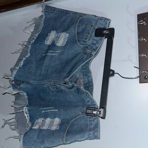 Distressed Blue Jean Shorts